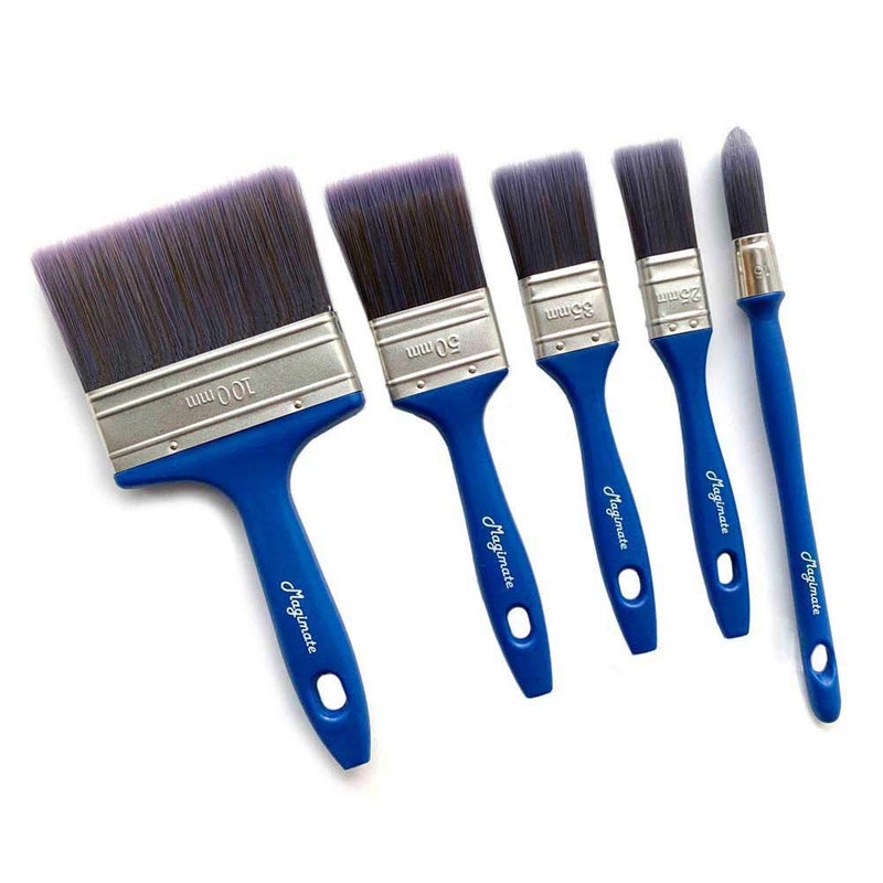 Magimate Paint Brush Set, Painters Professional Painting Brushes with an Elegance Tapered Trim Brush for Walls, Cabinets, Pack of 5 - Image 2